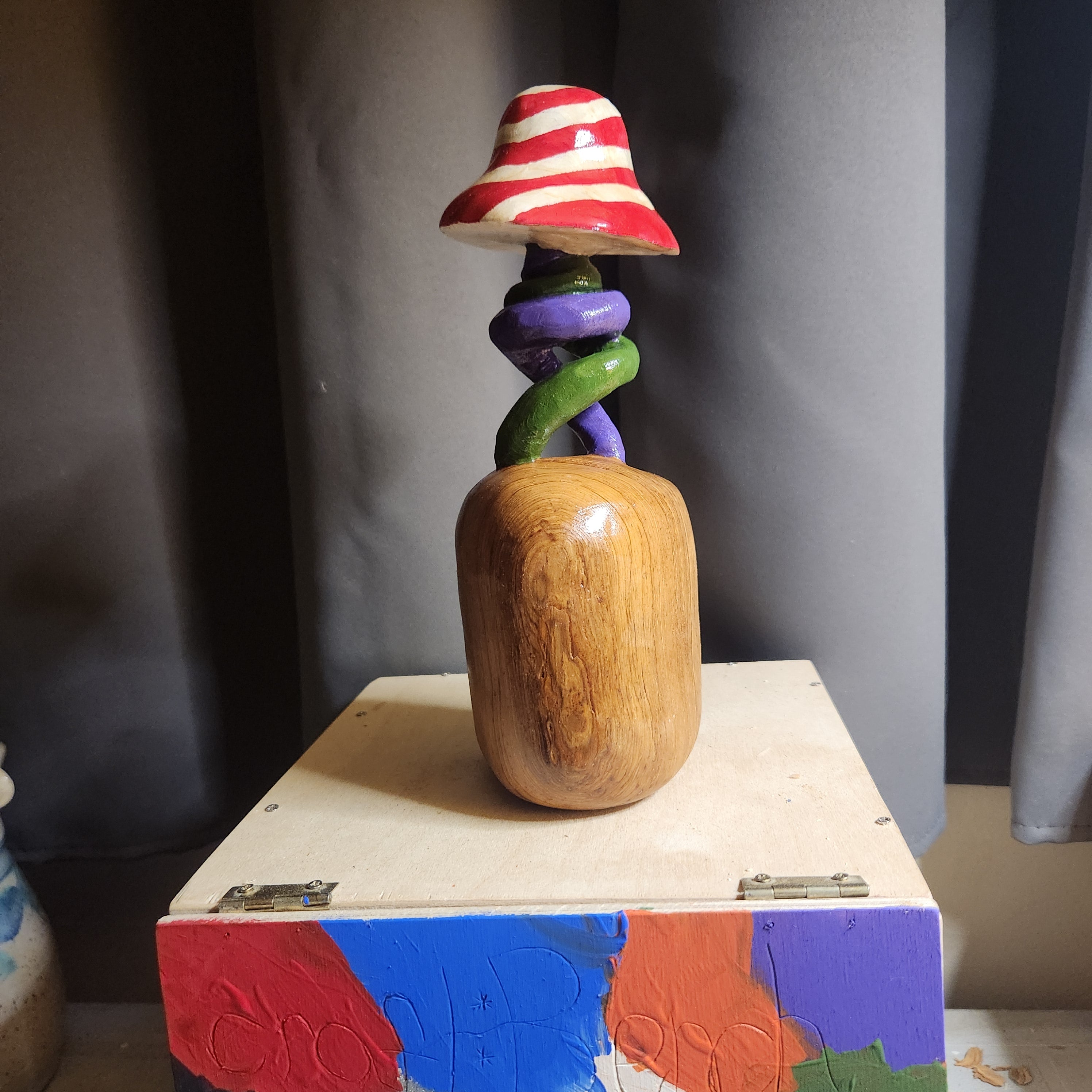 Hand Carved Twisty Mushroom Tipper