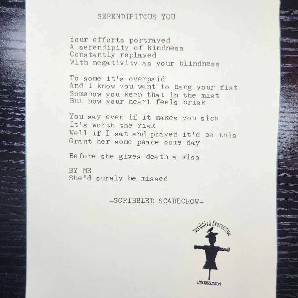 Serendipidous You-Typewriter Poem 8.5x5.5"