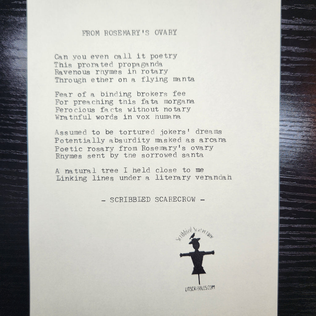 Rosemary's Ovary-Typewriter Poem 8.5x5.5"