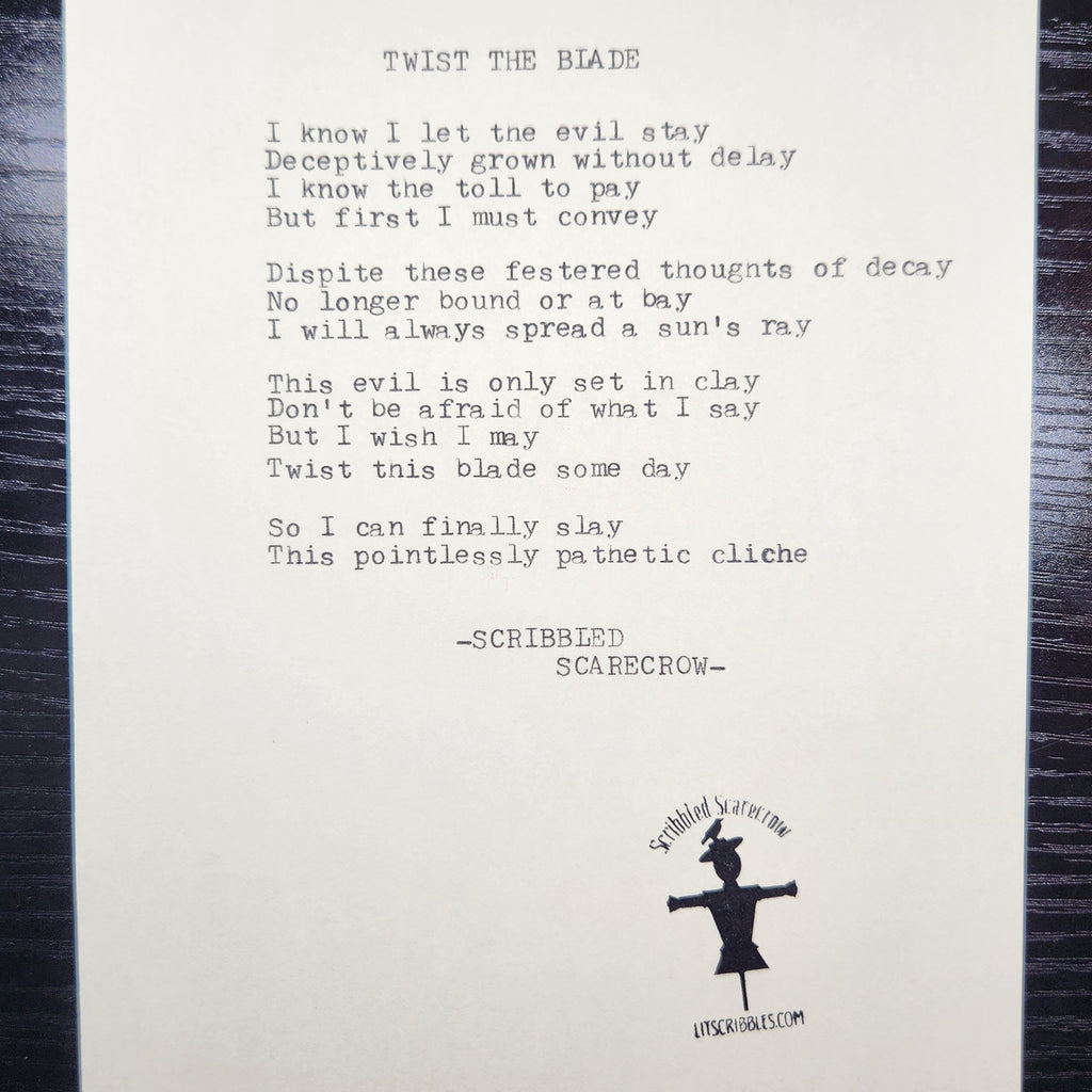 Twist the Blade-Typewriter Poem 8.5x5.5"