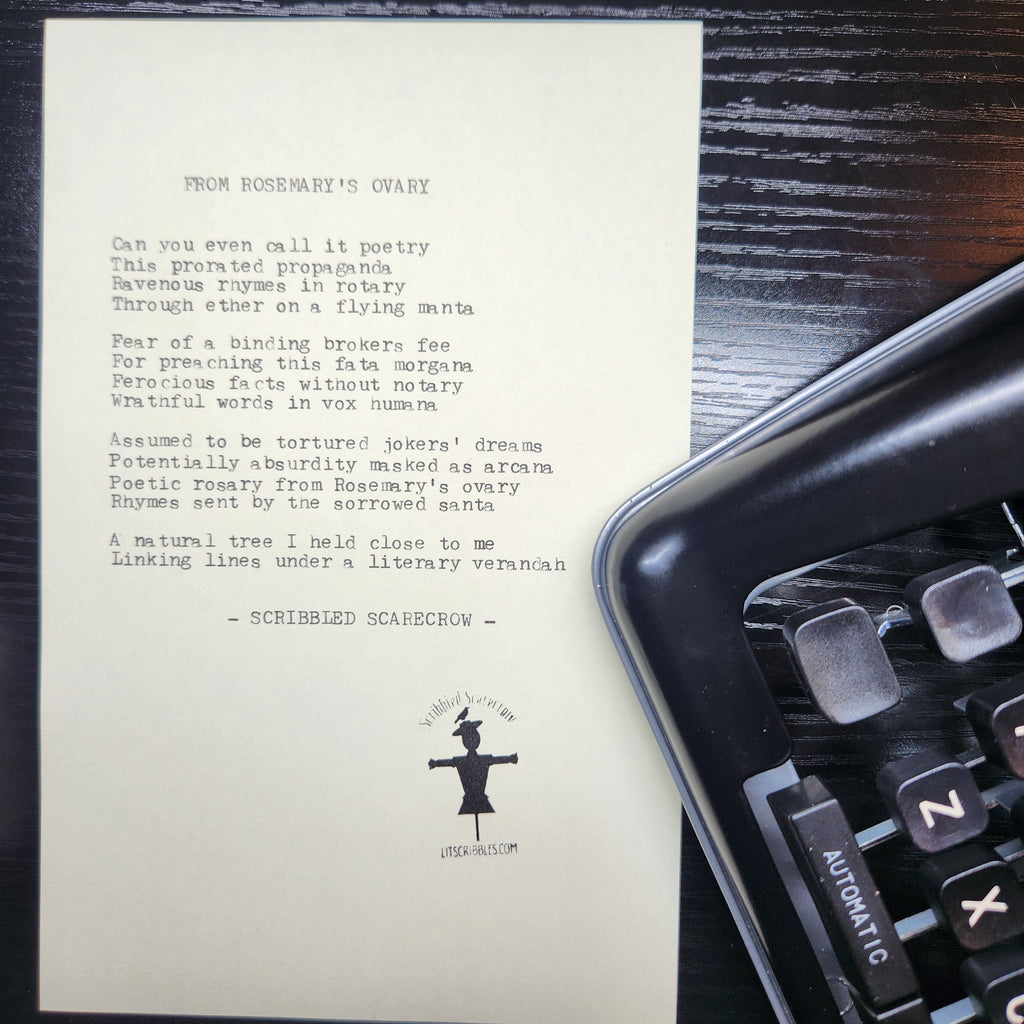 Rosemary's Ovary-Typewriter Poem 8.5x5.5"