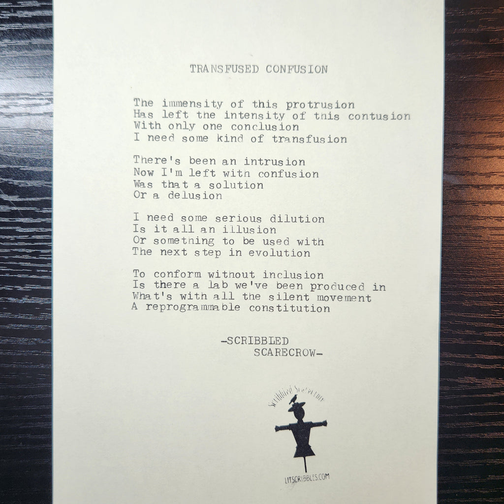 Transfused Confusion-Typewriter Poem 8.5x5.5"