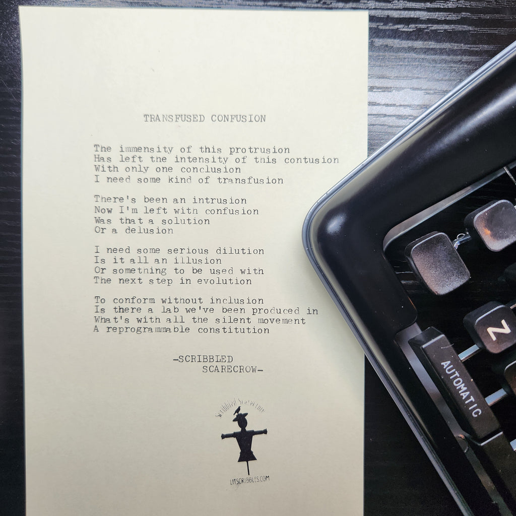 Transfused Confusion-Typewriter Poem 8.5x5.5"