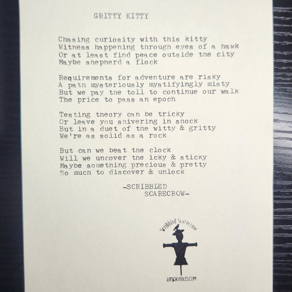 Gritty Kitty-Typewriter Poem 8.5x5.5"